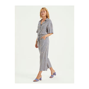 Women's Patterned <b>Elastic</b> <b>Waist</b> <b>Trousers</b> Viscose Blend Pant & <b>Trouser</b> - Product Image 4