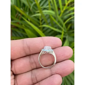 Rainbow Moonstone Heart <b>Ring</b> 925 Sterling Silver Handmade Heart Shape Gemstone <b>Ring</b> Wholesale Jewelry Supplier - Product Image 5