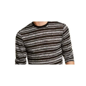 T-shirt Classica a Righe a Maniche Lunghe da Uomo Guess, Oversize, per Fitness, in Tessuto Lavorato a Maglia Grigio 280 Grammi, Taglia Media - Product Image 2