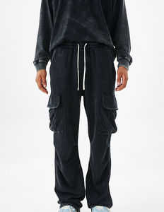 Streetwear Chándal de Peso Pesado Unisex Holgado Pierna Recta Bleach Ácido Lavado Chándales para Hombres - Product Image 3