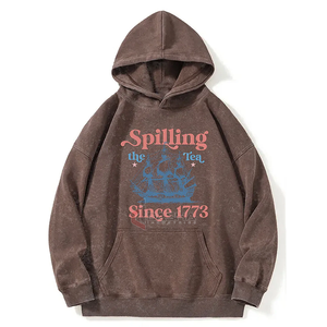 Streetwear personnalisé pull à capuche poids lourd vintage lavage à l'acide DTG impression goutte épaule sweats à capuche fabricant - Product Image 1