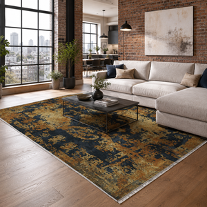Netline Home Georgian Patina Charcoal Black Vintage <b>Washable</b> <b>Rug</b> - Product Image 1