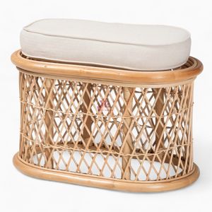 Repose-pieds en rotin ovale naturel salon entrée carré forme ronde assis pouf du Vietnam - Product Image 1