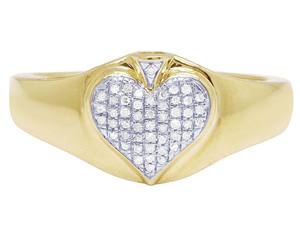 แหวนผู้ชายรูปหัวใจทำจากทอง10K พร้อมเพชรปลูกในห้องปฏิบัติการของขวัญแฟชั่นฮิปฮอปโรแมนติก - Product Image 2