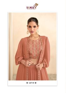 นักออกแบบล่าสุดงานด้ายไหมเทียม Georgette Lahenga Choli โดย Fab Zone - Product Image 5