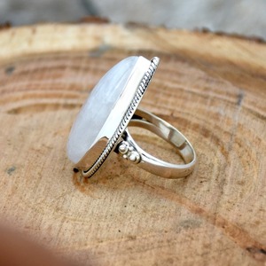 Promise <b>Ring</b> for Women Handmade 925 Solid Sterling Silver Natural Blue Fire Rainbow Moonstone 925 Stamp Handmade <b>Ring</b> Jewelry - Product Image 2