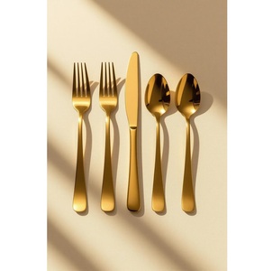 Juego de cubiertos de acero inoxidable con acabado dorado Fusión de fuerza elegante y deslumbrante para pulido plateado de comedor de lujo - Product Image 4