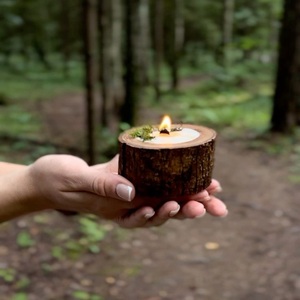 Support de bougie unique en bois fait à la main de qualité supérieure pour mariage, Noël, décoration de la maison - Product Image 1