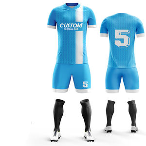 Ensemble d'uniformes de football d'hiver respirants à sublimation personnalisée maillot à col en V coutures renforcées en polyester léger de haute qualité - Product Image 5