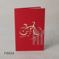 Carte de vœux 3D pop-up personnalisée de haute qualité, imprimée, sur le thème du transport (vélo), artisanat en papier vietnamien fait main