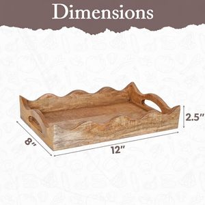 Bandeja Decorativa de Madera, Mediana, Diseño Festoneado, Color Blanco Quemado, Madera de Mango Decorativa, para Servir Desayuno, Otros Alimentos, Café y Té, Estilo Rústico para el Hogar - Product Image 5