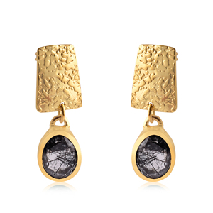 Pendientes DE PLATA 925 con piedra preciosa de forma ovalada de Esmeralda natural chapada en oro y rodio para fiesta de aniversario o regalo - Product Image 1