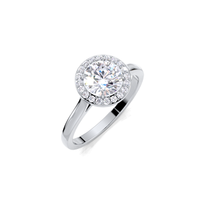 IGI Certified Round Solitaire Lab Grown Diamond Halo <b>Ring</b> in 9K Yellow / White & Rose Gold - Product Image 3