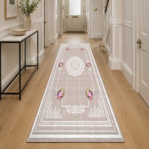RUGS DEPOT LXDP-1027 Wholesale Multicolor Neutral Modern Vintage Digital Printed Machine Washable Chenille Area Rug Non <b>Slip</b> - Product Image 5
