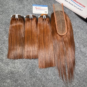 Extensiones de pelo liso de hueso de trama de Color naranja de calidad de grado 12A al por mayor 100% cabello humano vietnamita sin enredos sin caída - Product Image 4
