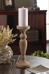 Pillar <b>Candle</b> <b>Holder</b> Rustic Acacia Hand Carved Wood <b>Candle</b> <b>Holders</b> for Pillar <b>Candles</b> Premium Quality Festival Decoration - Product Image 3