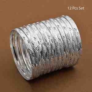 Wholesale Women's Silver Plated Brass Bangles-Traditional Fashion Party Wear 12 Piece <b>Set</b> Customized Size - Product Image 1