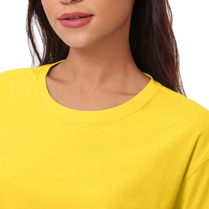 2024 Customized Yellow Cropped <b>Tops</b> for Women OEM Service Cotton Breathable Casual Crop <b>Tops</b> Stock Sizes Available - Product Image 2