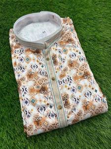 Pijama Kurta de lona con cuello levantado de invierno para hombre con botones elegantes de diseñador de impresión digital 100% algodón al por mayor exportado Fabzone - Product Image 3