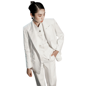 Ventes directes d'usine Blazers dames femmes vêtements à manches longues femmes Jocelyn Blazer cranté bois métier à tisser tissu blanc Vietnam - Product Image 1