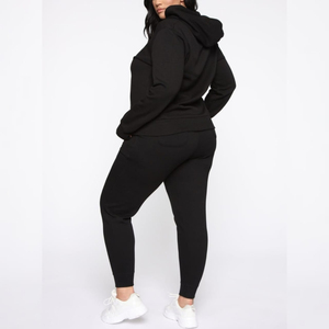 Ensemble de survêtement pour femme, coupe classique, uni, écologique, sweat-shirt en molleton, pantalon, respirant, décontracté, hiver - Product Image 4