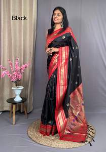 Dernier Designer Pure Soft Kanjivaram Silk Saree par Fab Zone Robe de style pakistanais de haute qualité pour la fête Salwar Kameez - Product Image 3
