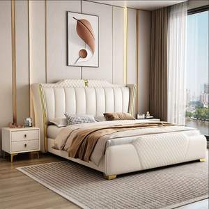 Cama Moderna de Lujo Estilo Europeo con 2 Mesitas de Noche, Tallada a Mano, Madera de Teca Sólida y Duradera, Ecológica, Premium, en Varios Tamaños para Dormitorio - Product Image 4