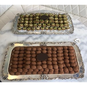 จานเสิร์ฟช็อคโกแลตแบบแฮนด์เมดสำหรับตกแต่งโต๊ะจานช็อคโกแลตโลหะสีทอง - Product Image 6