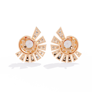 Pendientes de tuerca geométricos clásicos de oro de 18 quilates con diamante brillante Lord Krishna, diamante cultivado en laboratorio certificado por IGI con engaste de bisel para - Product Image 5