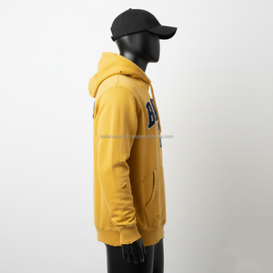 Sweat à capuche en molleton premium 360GSM, tissu doux brossé, couleur verte, avec des patchs brodés audacieux, logo personnalisé, sweat à capuche basique - Product Image 5