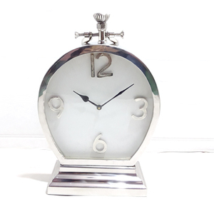 Horloge de table en acier inoxydable, style simple, analogique, ronde, pour bureau d'étude, maison, bureau, salon - Product Image 1