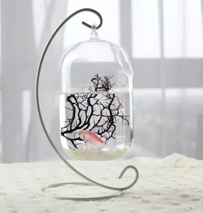 Aquarium de luxe en verre avec cadre en fer, durable et écologique, décoration de réservoir de poissons avec un design de microlandscape pour une utilisation sur le bureau, 12x21 cm - Product Image 1