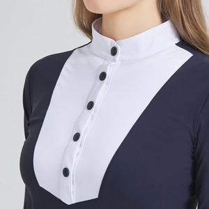 Women's <b>Long</b> <b>Sleeve</b> Equestrian Show Shirt OEM Horse Riding Top <b>Base</b> <b>Layer</b> with High Visibility Comfortable Top for Competitions - Product Image 3