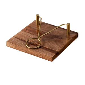 <b>Wooden</b> napkin holder with gold metal arm perfect for <b>dining</b> <b>table</b> kitchen countertop or cafe use with modern <b>rustic</b> decor - Product Image 4