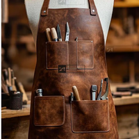 Tablier en cuir de qualité supérieure pour le barbecue de boiseries et de forgerons, tablier de cuisine et d'atelier avec quatre poches, vêtements de travail réglables faits à la main