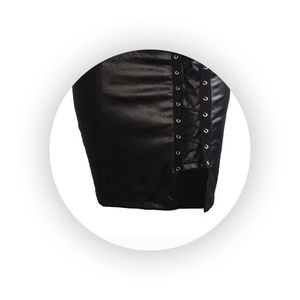 Short en cuir pour femme, en cuir de vache véritable, sur mesure, avec fermeture à boutons sur le devant, poche avant - Product Image 6