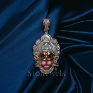 จี้ zircon รูปหนุมานสีเงินสเตอร์ลิง925กล่องเครื่องประดับทางศาสนาสำหรับงานแต่งงานงานหมั้น - Product Image 4