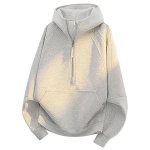 Sudadera con Media Cremallera para Hombre, Otoño Invierno, Venta al por Mayor de Fábrica, Sudadera con Hombros Caídos y Cremallera, Sudadera con Capucha Lisa - Product Image 1