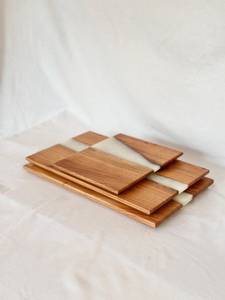 Vaisselle décorative rectangulaire en bois massif véritable naturel, plateau de service à fruits, plateau de service à café, plateau de service à café - Product Image 5