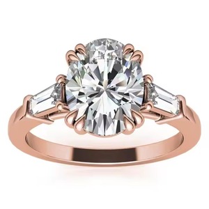 14K สีเหลืองทองรูปไข่ตัดในห้องปฏิบัติการเติบโตเพชรแหวนหมั้นไตรภาคสำหรับงานเลี้ยงครบรอบโรแมนติกเครื่องประดับที่ดี - Product Image 6