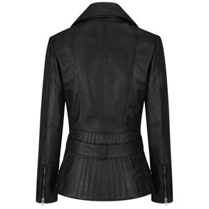 Chaqueta de Motociclista de Piel de Oveja Genuina Hecha a Medida de Primera Calidad para Mujer, 100% Resistente al Viento, Elegante, con Estampado de Moda - Product Image 3