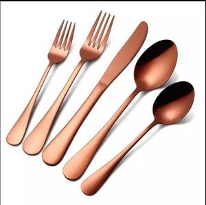 Juego de Cubiertos de Acero Portátiles, Cuchara de Latón para Bodas de la India y Tenedor de Metal, Cubiertos de Acero Espejado, Cuchillos de Cocina con Incrustaciones de Hueso - Product Image 4