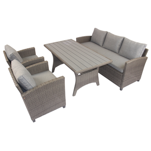 Juego de comedor al aire libre con sensación cómoda, marco de acero, muebles de ratán para exteriores, juego de sofá de comedor de ratán Pe 211G Phu Linh Vietnam - Product Image 1