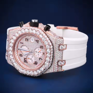 Tùy Chỉnh Hoàn Chỉnh Iced out VVS Moissanite Kim Cương Studded Sang Trọng Tự Động Thạch Anh Analog Xem 41Mm Quay Số Hiển Thị Cho Nam Giới - Product Image 4