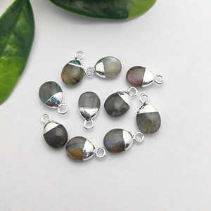 Colgante de Labradorita Natural Pulida con Baño de Oro |   Dijes de Piedras de Nacimiento para Joyería DIY al por Mayor - Product Image 3