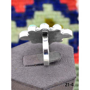 Bague ajustable en argent sterling et turquoise Paloma d'inspiration sud-ouest, bijou tendance en acier inoxydable avec sertissage clos, cadeau idéal - Product Image 3