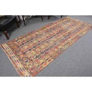 Alfombra turca vintage, alfombra grande de 4.3x10 pies, alfombra con motivos de plantas y árboles rojos - Product Image 4