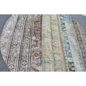 Alfombra turca de lana hecha a mano Beige Vintage 7,3x7,3 pies clásico área grande rectángulo abstracto Patchwork Rectangular pasillo látex - Product Image 5