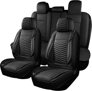 Housse de siège de voiture bleue en similicuir perforé avec coussin d'appui-tête et housse de volant pour l'intérieur du véhicule - Product Image 1