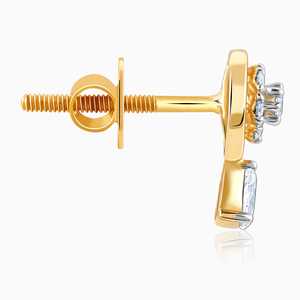 Boucles d'oreilles dorées florales en diamant cultivé en laboratoire Bijoux élégants pour femmes - Product Image 1